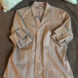 JCrew Navy & White Button-Down - Med. Petite
